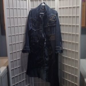 Upcycled Dark Denim Asymmetric Jacket